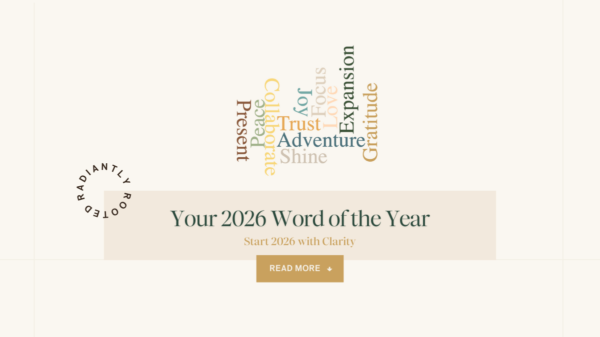 Banner image with the text “Your 2026 Word of the Year” and a cluster of intention words such as trust, focus, gratitude, expansion, joy, and adventure.